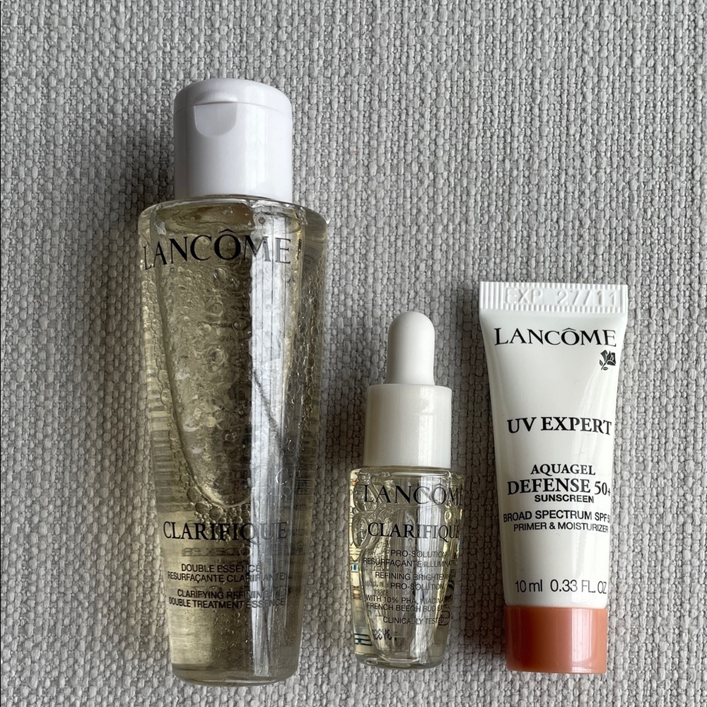 Lancôme Clarifique double essence serum sunscreen travel bundle